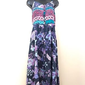 Jaaze Purple Haze Button Front Long Dress Size L